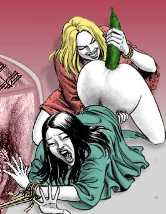 Complete color fetish illustration with two women