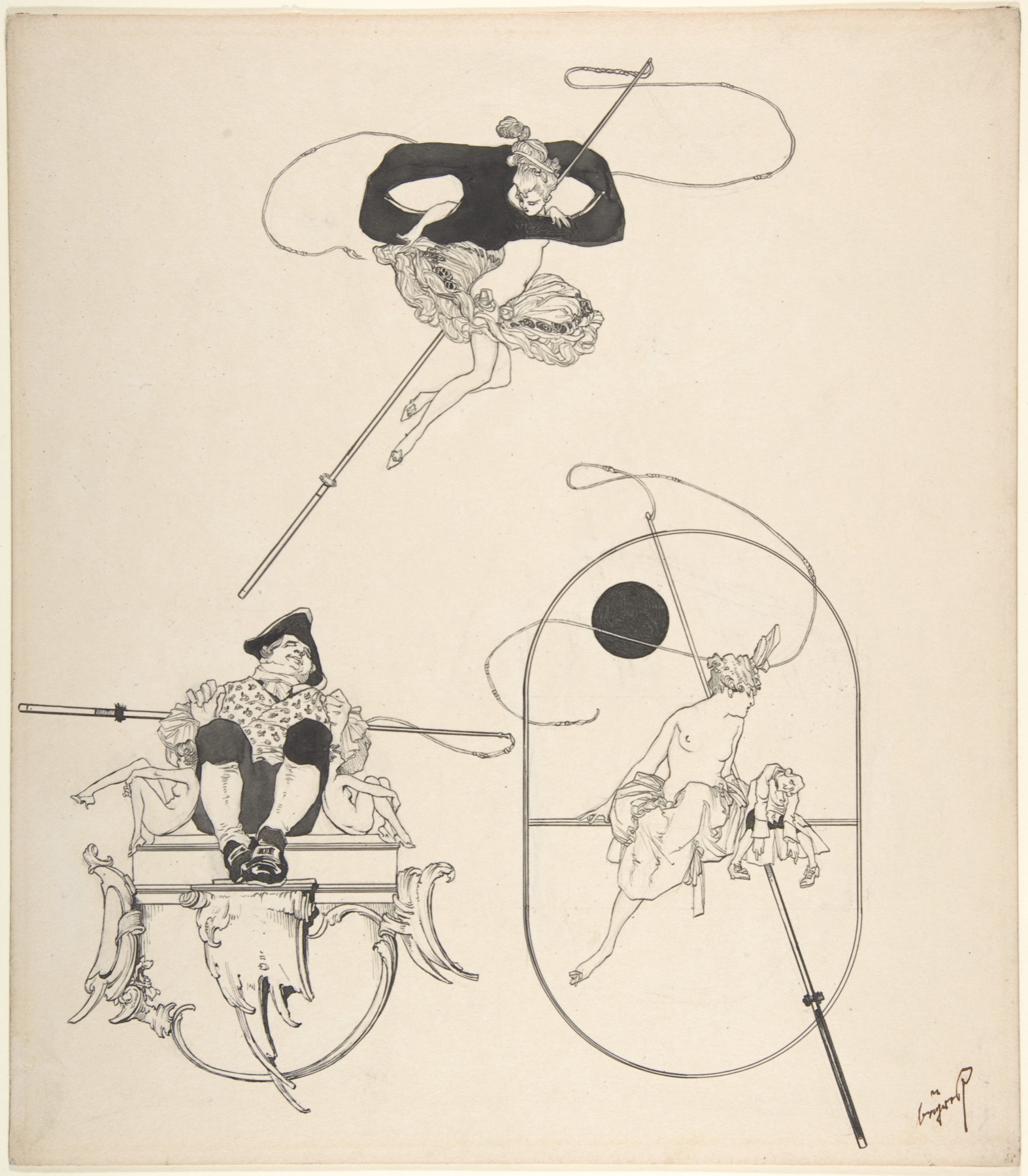 Three book illustration vignettes by Franz von Bayros