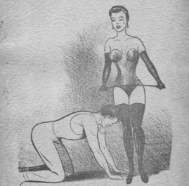 Mid century female dominance illustration by Harold Kane