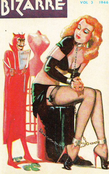 Cover illustration for volume three of Bizarre by John Willie