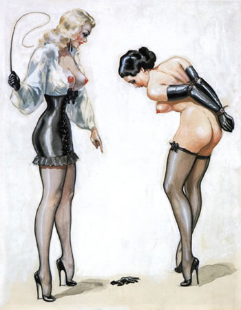 Dropped glove punishment illustration by John Willie